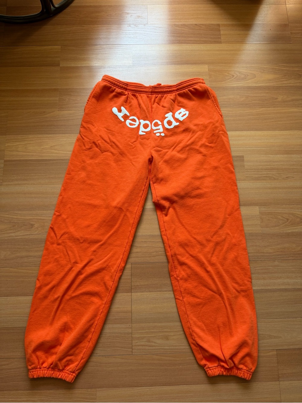 SP5DER Neon Orange Logo Sweatpants XL | Young Thug Streetware